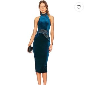 Zhivago Teal Portrait MIDI dress velvet EUC small size 4